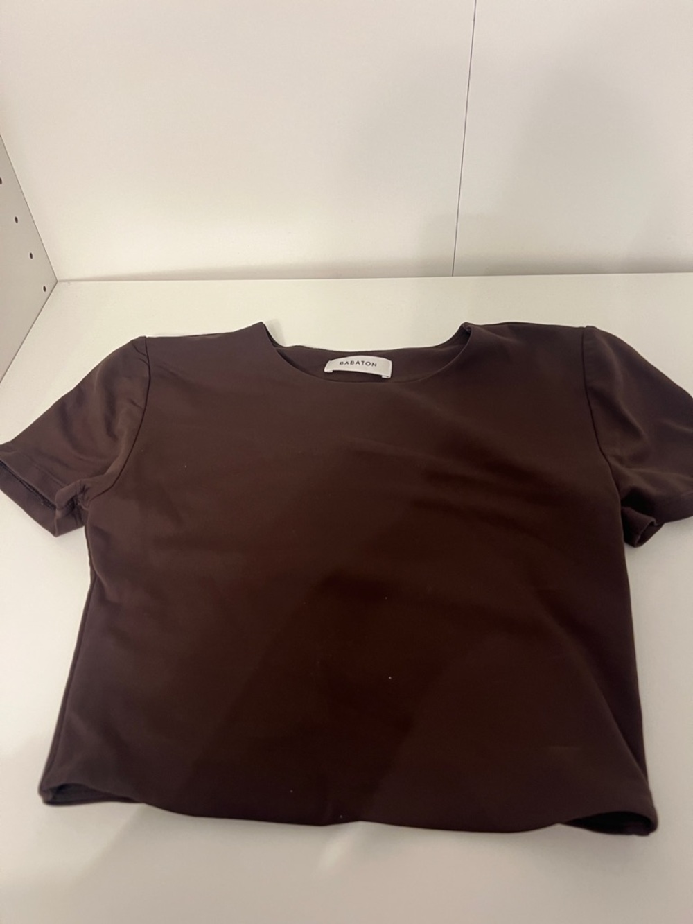 Babaton Chocolate Brown Short Sleeve Crewneck Tee